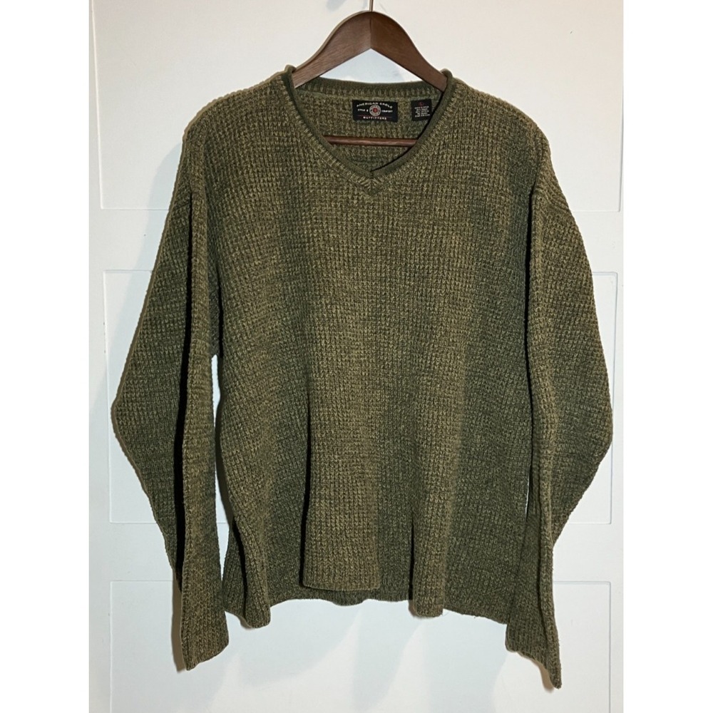American Eagle Outfitters Mens Large Olive Vintage Sweater Fisherman Y2K Grandpa